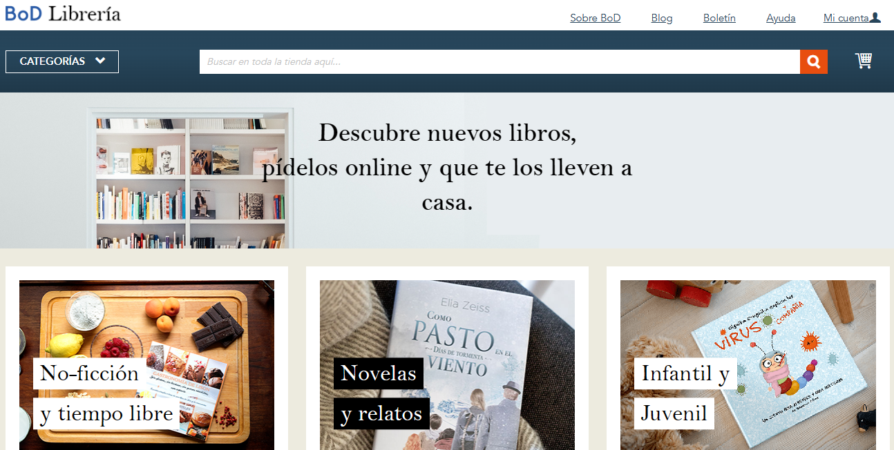 BoD screenshot de página web editorial librería
